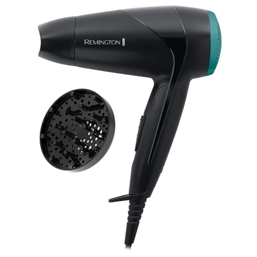 Image of Remington Travel Hair Dryer (Diffuser, Concentrator, Folding Handle, Lightweight Compact Design, Worldwide Voltage, 2 Heat / 2 Speed Settings, 2000W) D1500