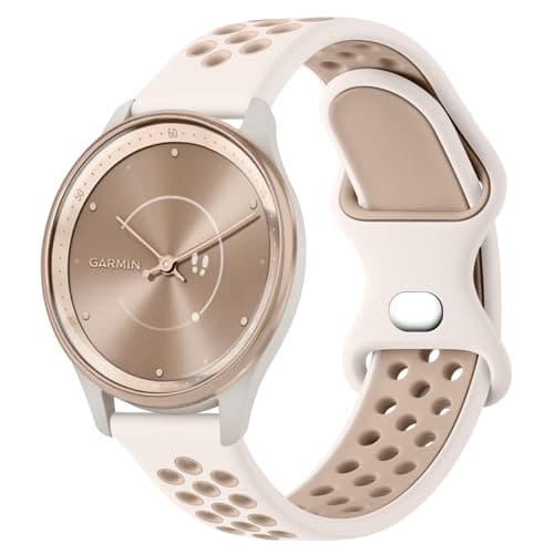 Image of Soft Strap for Garmin Vivomove 3/Vivomove Luxe/Vivomove Style/Vivomove Sport/Vivomove Trend, 20mm Soft Breathable Silicone Bracelet Replacement Band for Venu/Venu Sq (Starlight/Milk tea)