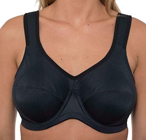 Image of Womens High Impact Sports Bra Underwired Plus Size Sports Bra Large Bosom Bra Black 38 G
