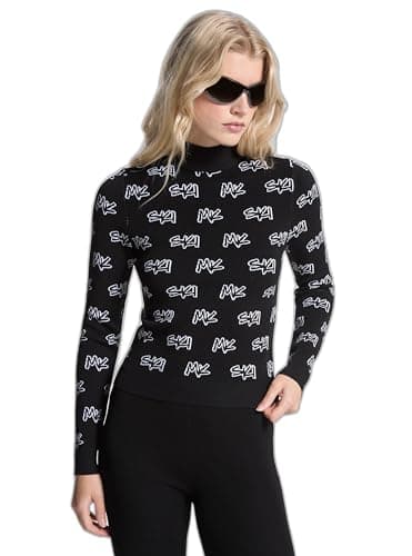 Image of Michael Kors Women's Ski Mk Mock Neck Sweater, Black, L