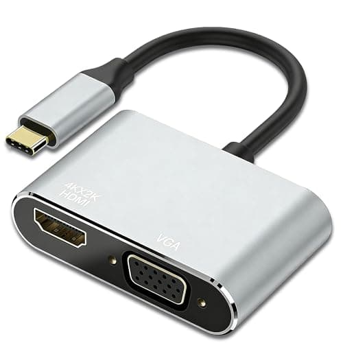 Image of AUNEK USB C to HDMI VGA Adapter 2 in 1, USB C Hub with 4K HDMI, VGA, 100W PD Charging & USB 3.0, Type C Display Adapter for MacBook Air, Pro, Laptops, Tablets