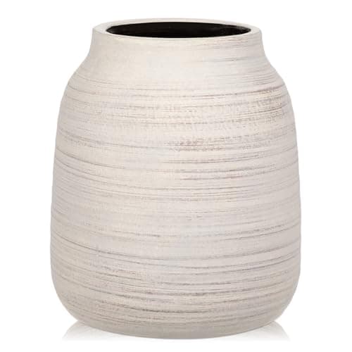 Image of Briful 8.3" Large Ceramic Vase for Flowers, 21cm Tall Vases Rustic Beige Vases, 4.7-inch Opening Large Flower Vase for Pampas, Dry Plants, Fresh Flowers, Home Kitchen Decor