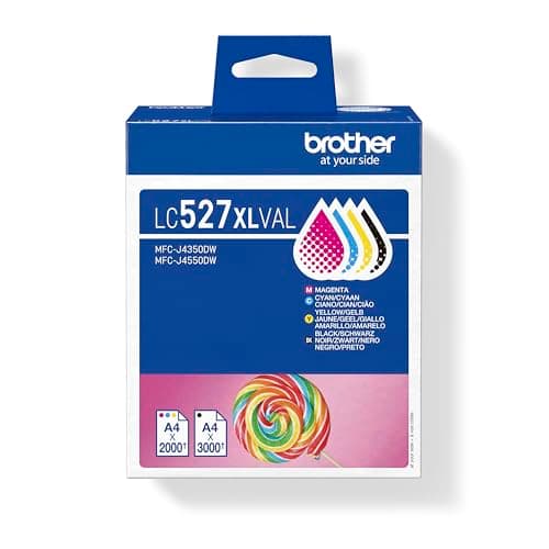 Image of Brother LC-527XLBK/LC-527XLC/LC-527XLM/LC-527XLY Inkjet Cartridges, Black/Cyan/Magenta/Yellow, High Yield, Multi-Pack, includes 4 x Inkjet Cartridges, Genuine Supplies