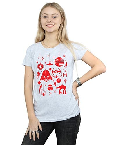 Image of Star Wars Women's Christmas Decorations T-Shirt Medium Sport Grey