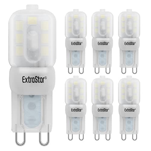 Image of EXTRASTAR G9 LED Light Bulbs 2.5W, Cool White 6500K Daylight, 200LM, 21W Equivalent, Mini LED Energy Saving Lamp, Non-Dimmable, Pack of 6