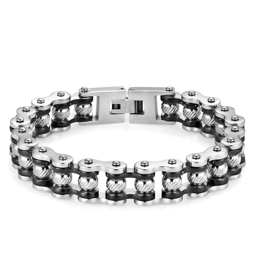 Image of LAFATINA Masculine Bicycle Bike Chain Bracelets for Men Fathers Day Stainless Steel Masculine Biker Bangle Wristband