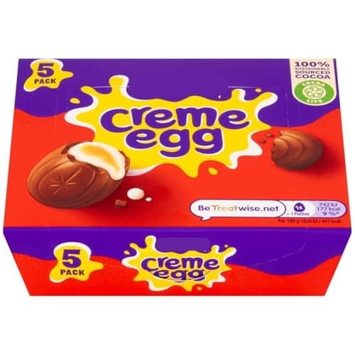 Image of Creme Egg 5pk - Great for Easter Egg Hunts, Sharing With Friends and Family, or Enjoying as a Sweet Treat - Weight: 200g (Approx.)