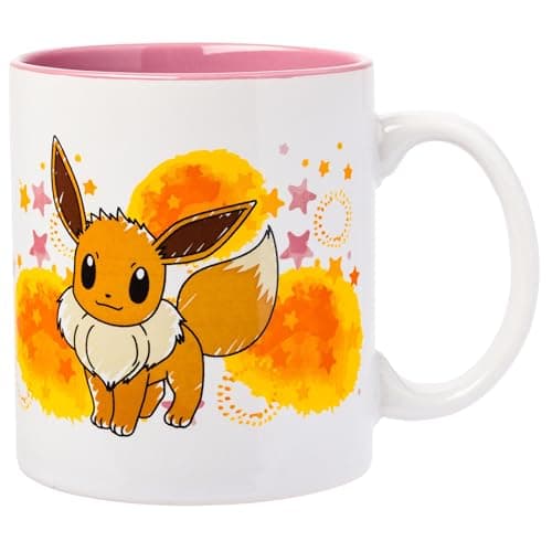 Image of Silver Buffalo Pokémon Eevee Star Splatter Ceramic Mug, 20 Ounces