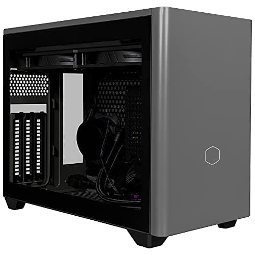 Image of Cooler Master MasterBox NR200P MAX UK Plug Mini-ITX PC Case - Tempered Glass Side Panel, 280mm AIO CPU Cooler, 850W 80-PLUS Gold PSU Fully Modular, Vertical GPU Support with PCI-e 4.0 x16 Riser Cable
