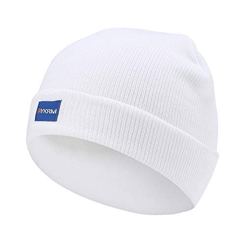 Image of AYKRM 9 Colors Hi Visibility Hat Beanie Hi-Vis Knitted Winter Hat (White, 55-61cm)