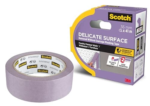 Image of ScotchBlue Delicate Surface Advanced Masking Tape (36 mm x 41 m), Painter’s Tape for Clean Sharp Paint Lines, Indoor Painting and Decorating, for Wallpaper and Furniture, 100% PEFC