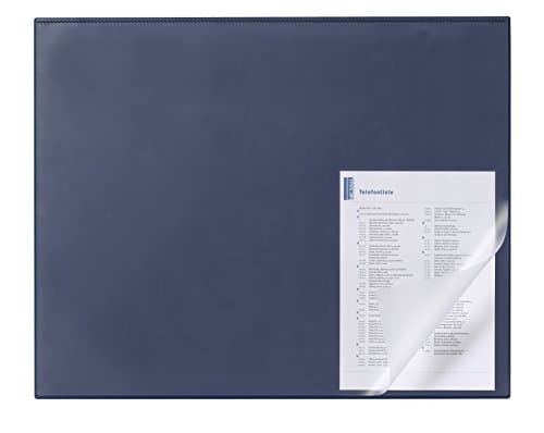 Image of Durable Desk Mat with Edge Protector in Dark Blue | 65 x 50 cm | Pack of 1 | Includes Self-Adhesive Strips for Easy Attachment to Desk