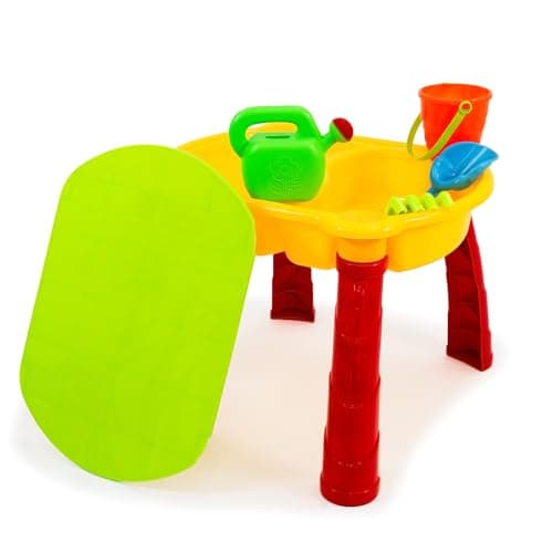 Image of KandyToys Sand and Water Table with Lid and Accessories - Kids Outdoor Play Garden Sandpit