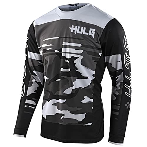 Image of Men's Cycling Jersey MTB Tops,Motocross Shirt Long Sleeve MX MTB Mountain Bike Lightweight Materials, Breathable Material (Black,XXL)