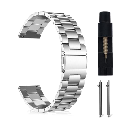 Image of MaEiol 18mm Metal Strap for Huawei Watch GT 6/5/4 41mm / Huawei Watch 5/GT 5 Pro 42mm / Venu 4/Venu 3S 41mm /Forerunner 265S, Stainless Steel Wristband Business for Women Men - Silver