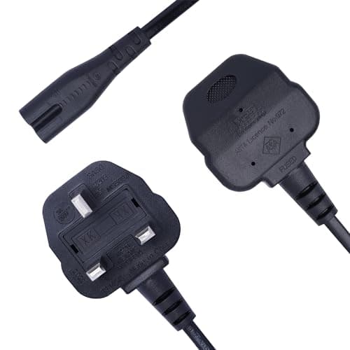Image of Lite-an 5 Meter Figure 8 Power Lead - 2 Pin Power Cable For TVs, Printer, PS5, PS4, Xbox, IEC C7 Power Cord, Straight Pin, Black