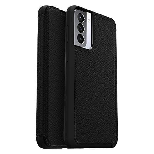 Image of OtterBox Strada Case Samsung Galaxy S21+ 5G, Shockproof, Drop Proof, Premium Leather Protective Folio With Two Card Holders, 3x Tested To Military Standard, Black, No Retail Packaging