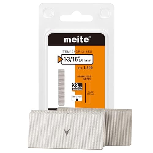 Image of meite 23 Gauge Pin Nails, 304 Stainless Steel Headless Nails for Nail Gun, 30 mm Micro Pin Nails for Trim, Craft & Woodworking, 1,500-Counts
