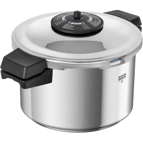 Image of Kuhn Rikon Pressure Cooker Duromatic Neo 7L/22cm Food Steamer with Side Grips. Multi Cooker Hotpot with Auto Lock Lid. Stainless Steel Pot. Instant Cook Pot – 10 Year Kuhn Rikon Cookware Guarantee