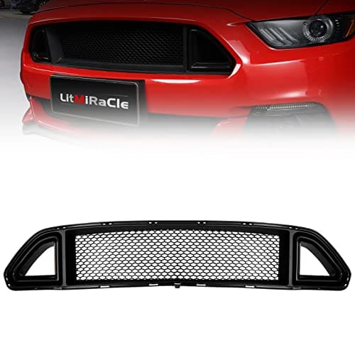 Image of LitMiRaCle Grilles & Grille Guards - Mesh Front Bumper Upper Hood Grille Grill, Compatible with 15-17 Mustang GT, EcoBoost