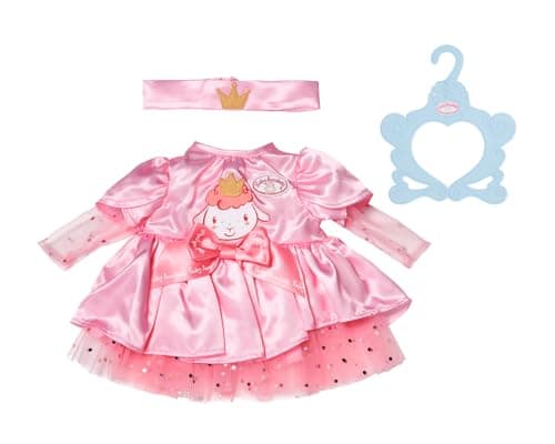 Image of Baby Annabell Happy Birthday Dress 710548 - Pink Tulle Dress with Matching Crown Headband for 43cm Dolls - Suitable for Children from 3 years Old