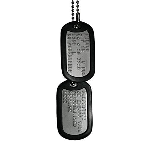 Image of Graphotype™ Personalised Stainless Steel US Military Dog Tags - 2 X Exact Replica Embossed Stainless Steel Dog ID Tags with Chains & silencers
