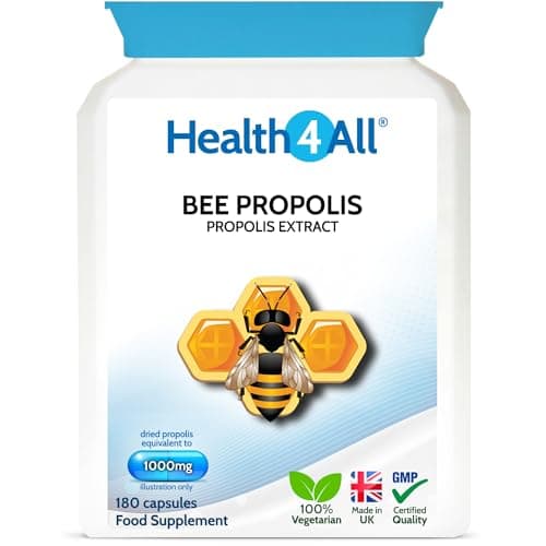 Image of Health4All Bee Propolis 1000mg per Capsule 180 Capsules, High Strength Immune System Booster, Natural Immune Support Supplement (not Tablets) | Made in UK