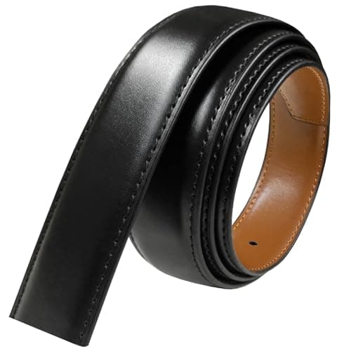 Image of Reversible Belt Strap Replacement Genuine Leather Dress Belt Strap, 1-1/8", 1-1/4", 1-3/8" Wide, Black/Tan-30mm-02, 40