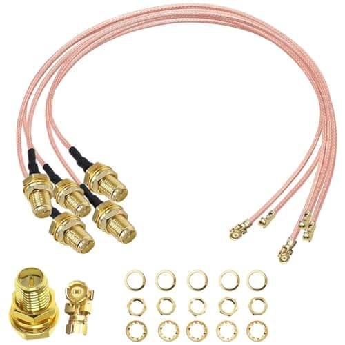 Image of Flomiara 5 Pack UFL to SMA Female Cable, 20cm RG178 Coaxial Pigtail, IPX/U.FL to SMA Jack Adapter for WiFi Antenna, Wireless Router, PCIe Network Card, Mini PCI Module (RP‑SMA Female to UFL/IPX)