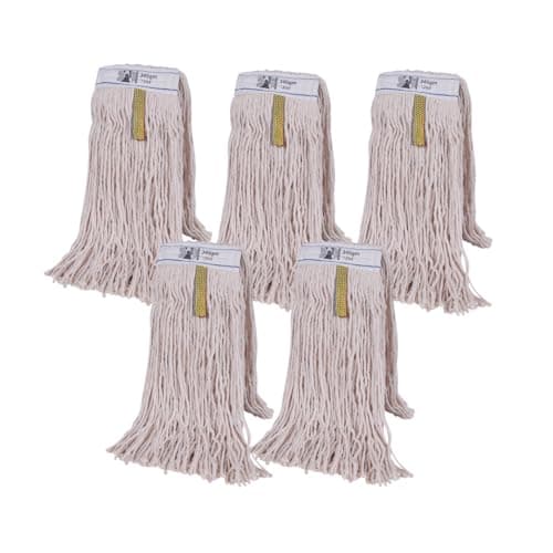 Image of Kentucky Mops 340g Cotton Py Mop Heads (Pack of 5) Heavy Duty Industrial Use Large PY Yarn Replacements 12oz Schools Offices Commercial Cleaning Avern