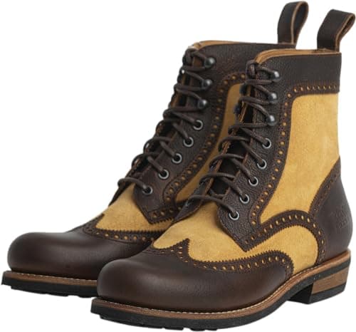 Image of Rokker Frisco Brogue Brown Limited Motorcycle Boots, Light Brown, Dark Brown, 9.5 UK