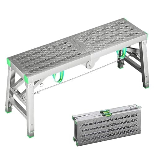 Image of Multipurpose Work Platform Step Ladder, Heavy Duty 400 Kg Capacity, Portable Folding Scaffolding for Adjustable Height Tasks