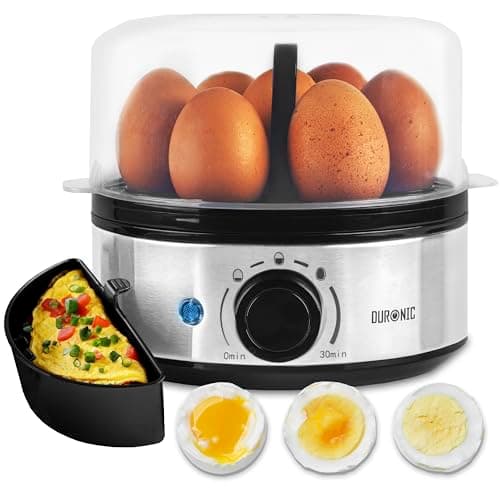 Image of Duronic Electric Egg Boiler EB50 Egg Cooker 400W Omelette Maker for 7 Eggs with Poacher Tray Auto Shut Off 3 Cooking Modes Soft Medium Hard Boiled Eggs Steamer for Breakfast Meals
