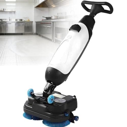 Image of Commercial Floor Scrubber, Lightweight Electric Floor Cleaner with 17" Cleaning Width, 360° Rotating Head for Tile, Hardwood, and Marble Cleaning