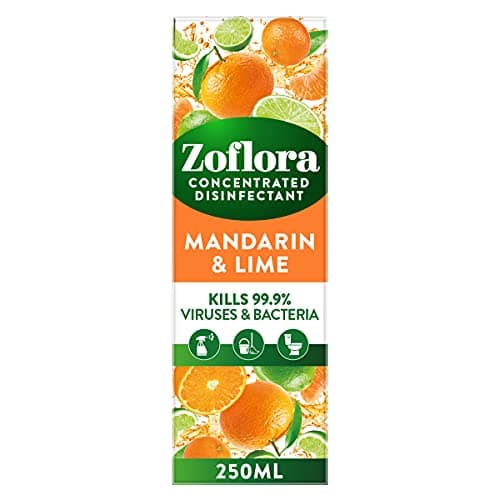 Image of Zoflora Mandarin & Lime Concentrated Multipurpose Disinfectant Liquid, Antibacterial & Multi-Surface, Pet Safe Disinfectant, Kills 99.9% Of Bacteria & Viruses, 1 X 250 ml