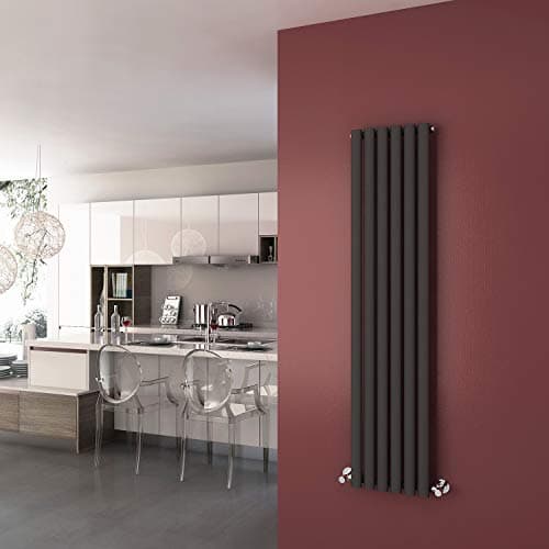 Image of ELEGANT 1600 x 360 mm Modern Vertical Column Designer Radiator Anthracite Oval Single Panel Radiator Heater
