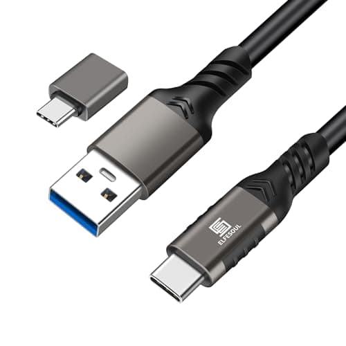 Image of USB C Cable 10ft, USB-A to USB-C Cable USB 3.1 USB 3.2 Gen2 10Gbps Data Charger Cord for Samsung Galaxy S24 S23 S22 S21 S20 S10 S9 S8+, Android Auto USB Cord and iPhone 15/15 Pro, No Braided.