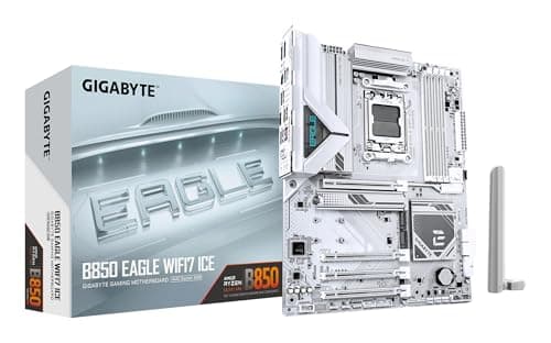 Image of GIGABYTE B850 EAGLE WIFI7 ICE Motherboard - AMD Ryzen 9000 Series CPUs, 8+2+2 Phases Digital VRM, up to 8200MHz DDR5 (OC), 1xPCIe 5.0 + 2xPCIe 4.0 M.2, WIFI 7, 2.5 GbE LAN, USB 3.2 Gen 2