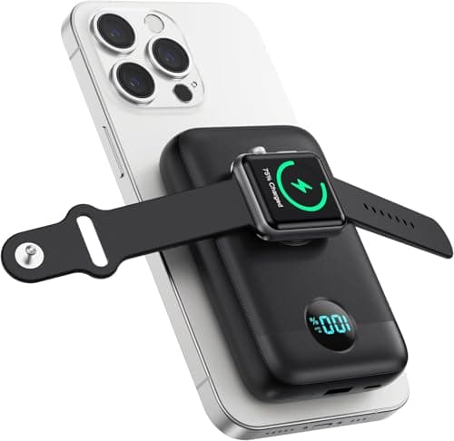 Image of Magnetic Power bank 10800mAh,4-in-1 Wireless Portable Charger with iWatch Charger,QC4.0+20W PD Fast Charging USB C Battery Pack for Magsafe,iPhone16/15/14/13 Series,Apple Watch etc-Black