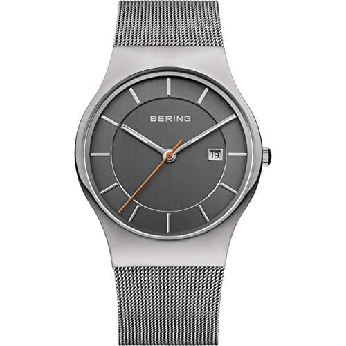 Image of BERING Men Analog Quartz Classic Collection Watch with stainless steel Strap and Sapphire Crystal 11938-007, Grey/Grey, 38 mm
