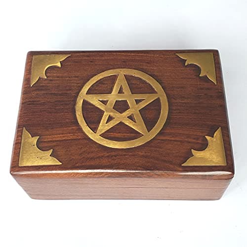 Image of Purity Style Pentagram Rectangle Wooden Box - Storage for jewellery, trinkets and all things magical