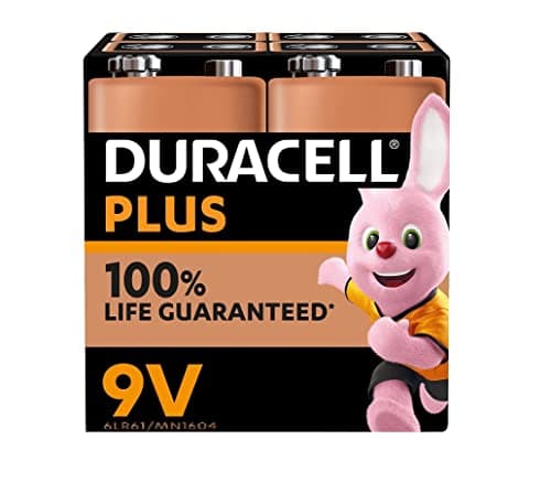 Image of 4 x Duracell 9 V Plus 6LR61 / MN1604 Alkaline Batteries, 1 Blister Pack of 4 Batteries