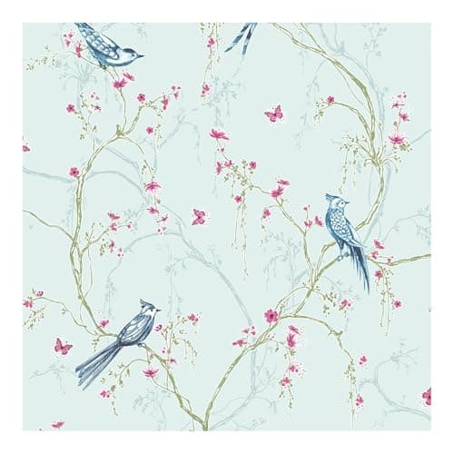 Image of Superfresco Easy Duck Egg Tree Silhouette Butterfly Wallpaper | Paste the Wall | Duck Egg Trees | Eco-Friendly
