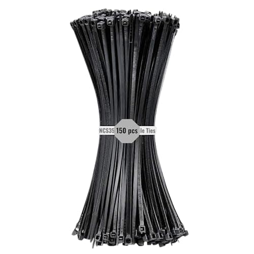 Image of Black Nylon Cable Ties 150 (150 mm × 2.5 mm) 6 Inch NCS35® Heavy Duty, Self-Locking, UV Resistant, Multi-Purpose Plastic Cable Managment Tie Wraps 8 kg Tensile Strength for Electrical,Nylon Zip Ties