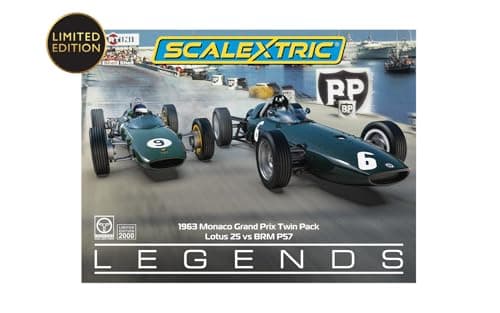 Image of Scalextric Cars - C4580A 1963 Monaco Carlo Grand Prix Twin Pack - Toy Slot Car for use with Race Tracks and Set - Gift Ideas for Kids and Adults, Accessories, Green