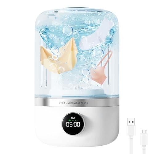 Image of Mesen Portable Washing Machine, Rechargeable 4000mAh Cordless Mini Washing Machines, 1L Underwear Washing Machine, Collapsible Compact Washer for Baby Clothes, Underwear, Camping, RV Travel, Apartment