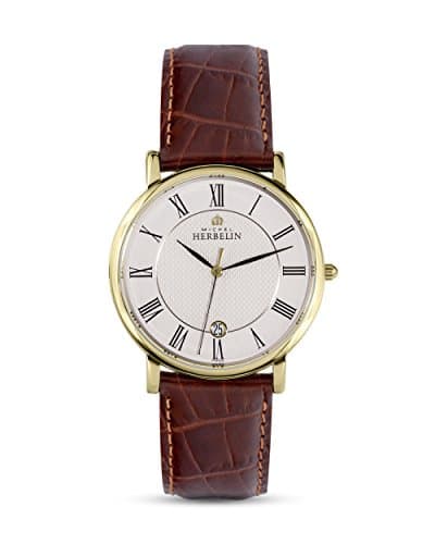 Image of Michel Herbelin Men39s Analogue Quartz Watch with Cowhide Strap 12248/P08MA