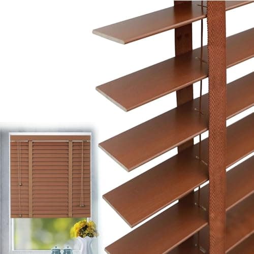 Image of Wooden Indoor Window Blinds 50mm Slats, 30cm 40cm 50cm 60cm 90cm 100cm 120cm 140cm 150cm 160cm 180cm Privacy Horizontal Shades, Plantation Style Wooden Venetian Blind(Walnut)