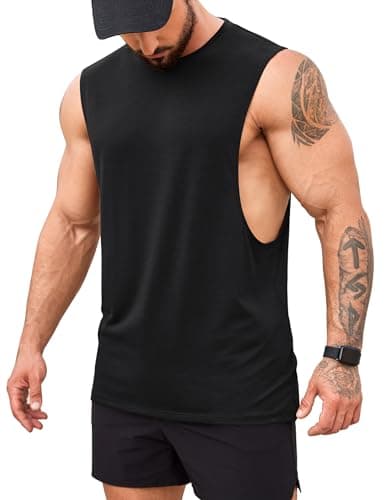Image of COOFANDY Men's Gym Tank Tops Bodybuilding Muscle Vest Workout Summer Fitness Sleeveless T Shirt Black L