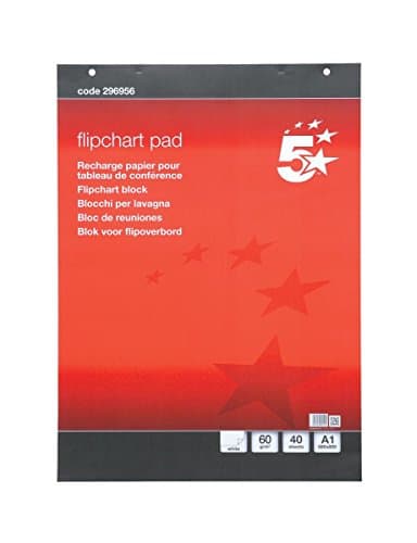Image of 5 Star 296956 Office Flipchart Pad Perforated 40 Sheets A1 Plain (Pack of 5)